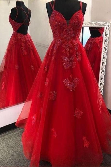 Long Red Prom Dress Special Occasion Evening Gown