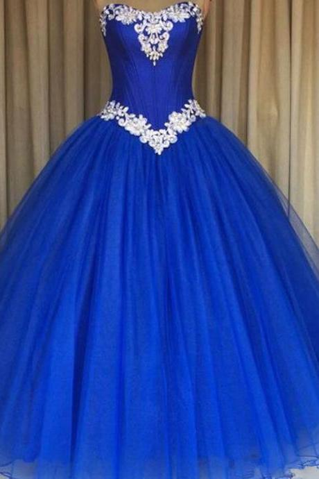Sleeveless Royal Blue Ball Gown Pagenat Dress