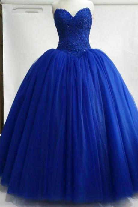 Sweetheart Dark Blue Ball Gown Pageant Dress Quinceanera Dress