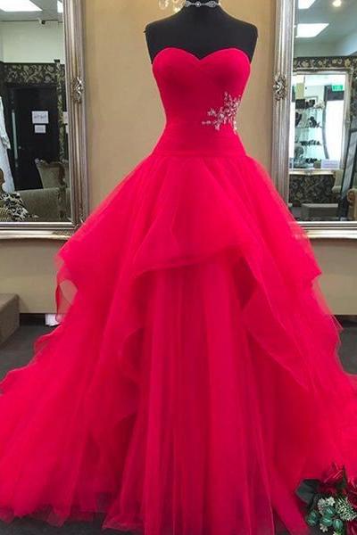 Red Pageant Dress Long Evening Gowns