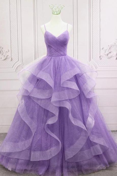 Glitter Lavender Pageant Dress Prom Dress