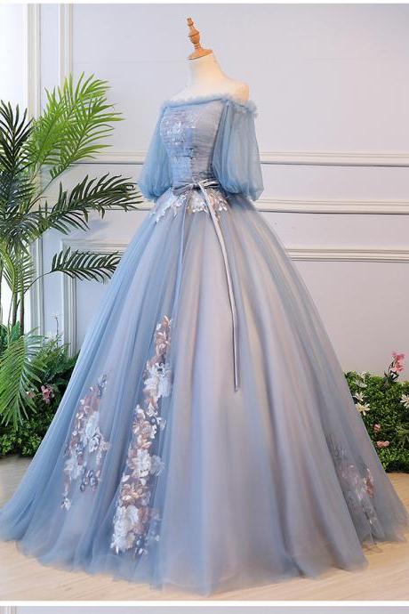 Latern Sleeves Long Pageant Dress