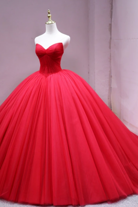 Sleeveless Red Ball Gown Pageant Dress