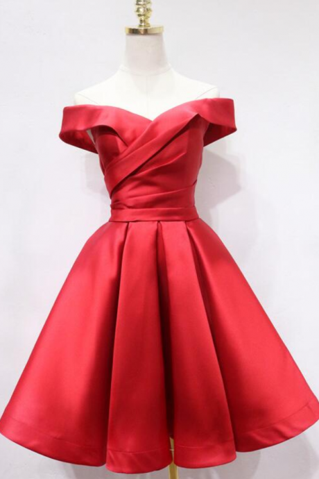 Off The Shoulder Red Short Homecoming Party Dress