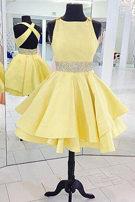 Short Yellow Graduation Dress