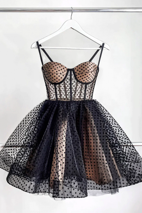Champagne/black Short Hoco Party Dress