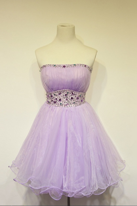Strapless Lilac Short Graduation Party Dress