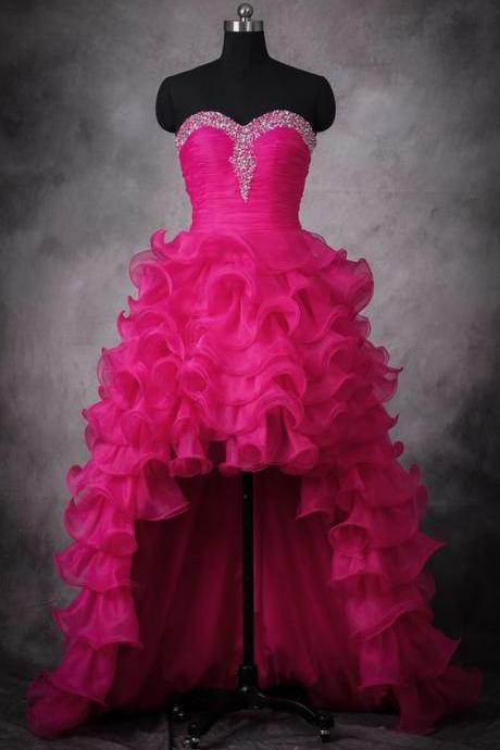 Ruffled High Low Pageant Dress