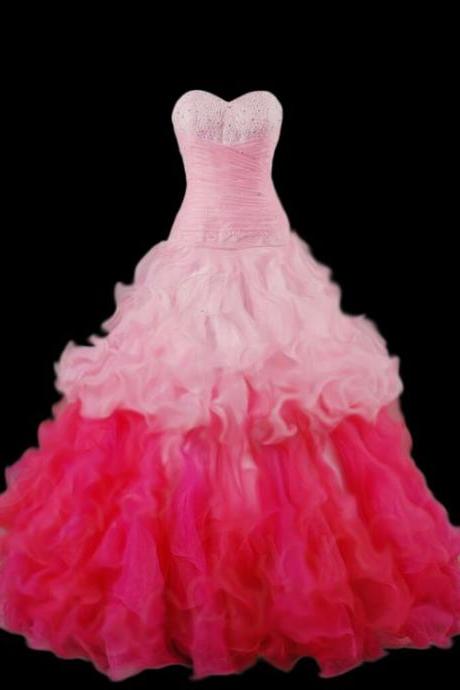 Sweetheart Neckling Ruffled Organza Ball Gown Pageant Dress
