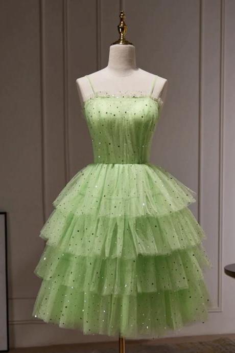 Mint Green Glitter Tulle Short Party Dress