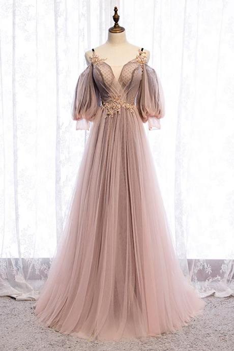 Latern Sleeves Floor Length Formal Occasion Dress Long Evening Gown