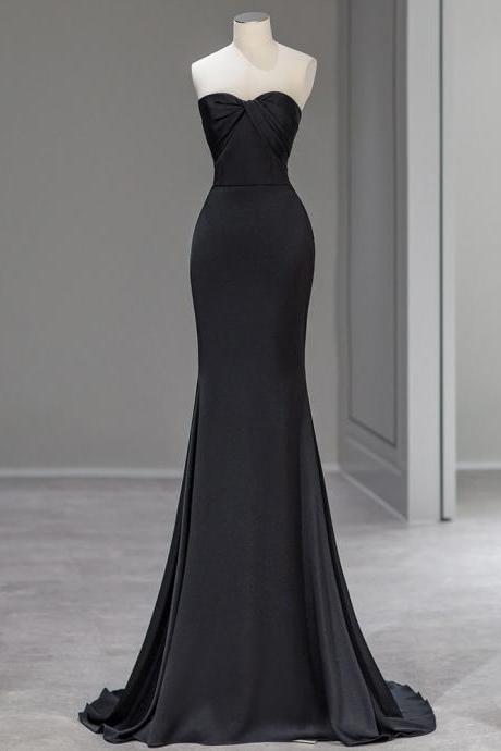 Sweetheart Black Simple Evening Dress
