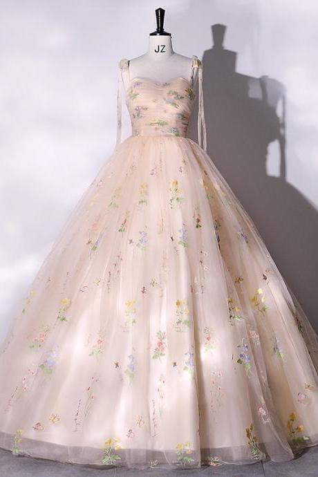 Floral Embroidered Ball Gown Pageant Dress