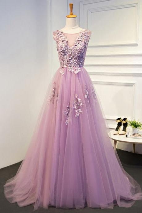Sleeveless A-line Floor Length Prom Dress Evening Gown