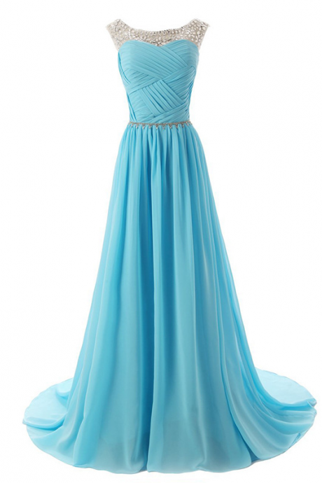 A-line Prom Dress Crystaled Cap Sleeves Long Evening Gown