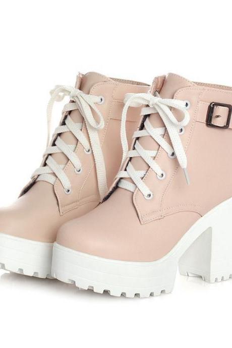 Chic Blush Pink Platform Ankle Boots