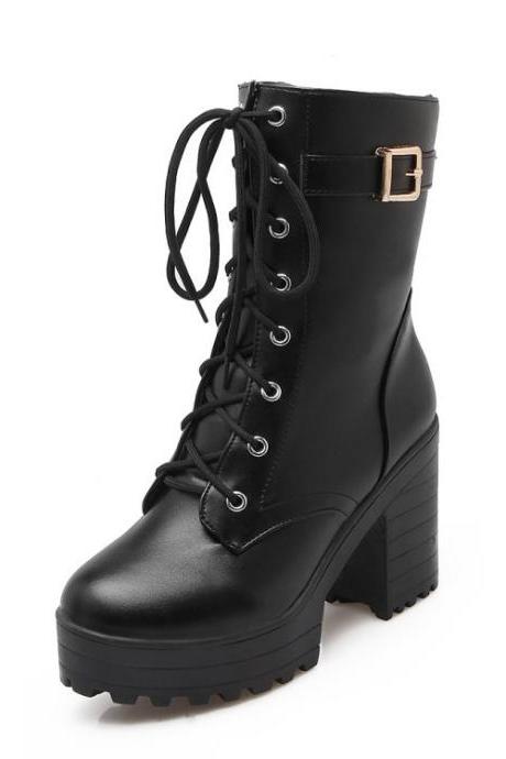 Classic Lace Up Front Platform Martin Boots For Women