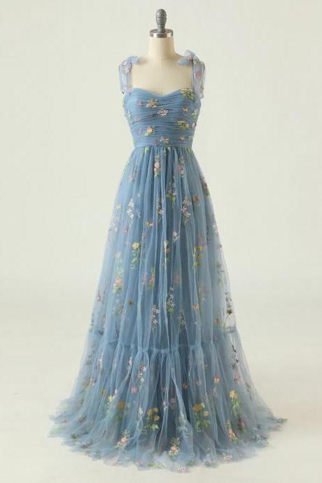 Sweetheart Neck Floral Maxi Dress Formal Gown