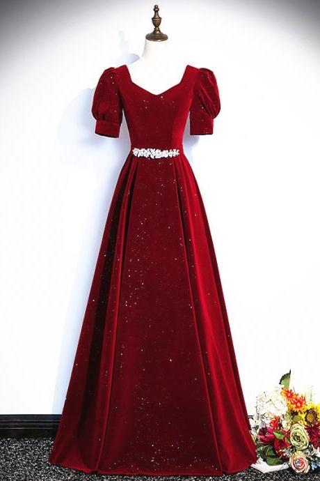 Latern Sleeves Floor Length Formal Occasion Dress