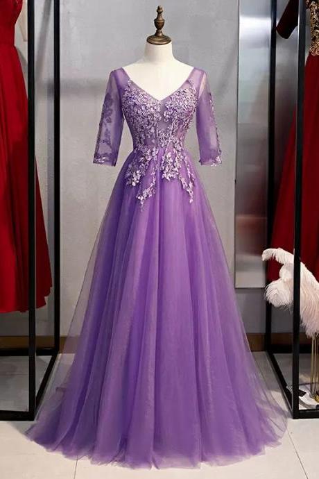 Half Sleeves Evening Gowns Floor Length Formal Occasion Dress