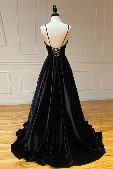 Black Velvet Prom Dress Formal Gown