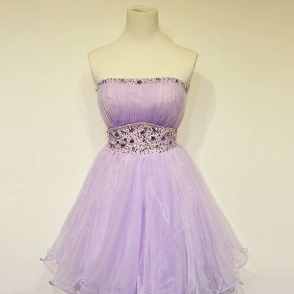 Strapless Lilac Short Graduation Party Dress