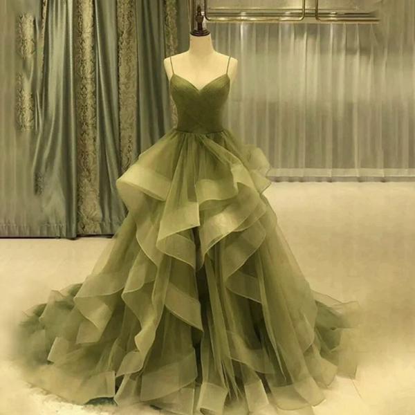 Olive Green Prom Dress Long Evening Gown on Luulla