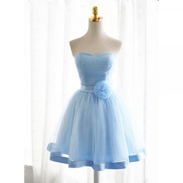 Sweetheart Neckline Blue Short Party Dress