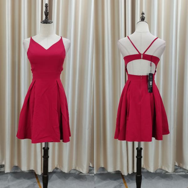 Vintage Pink Irregular Shoulder Strap A-Line Satin Short Party Dress Cocktail Dress Homecoming Dress DP6502 main image 1