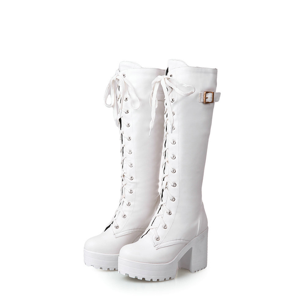 womens white platform boots