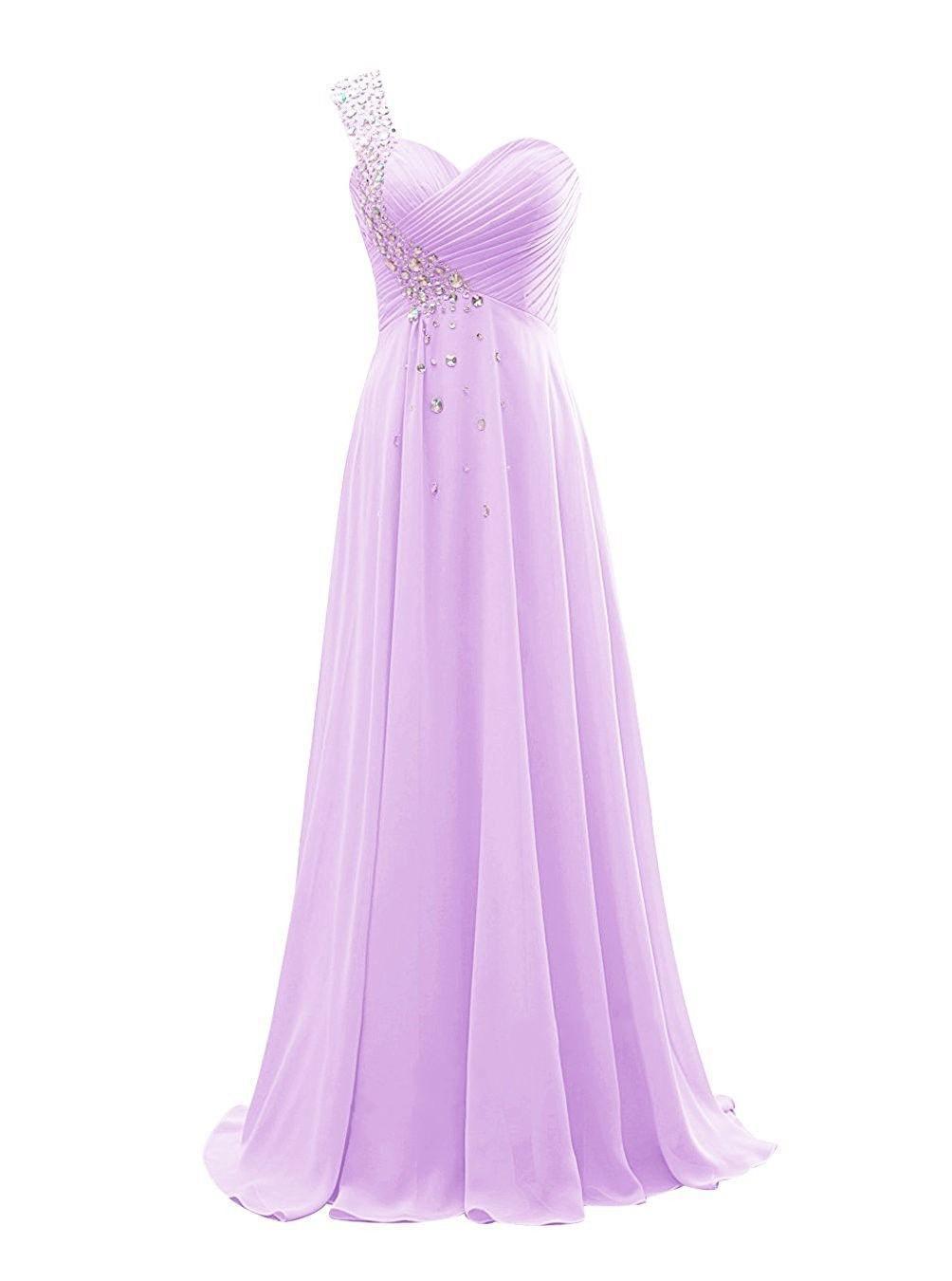 One Shoulder CASCADE SKIRT Chiffon Gowns Lilac main image 1