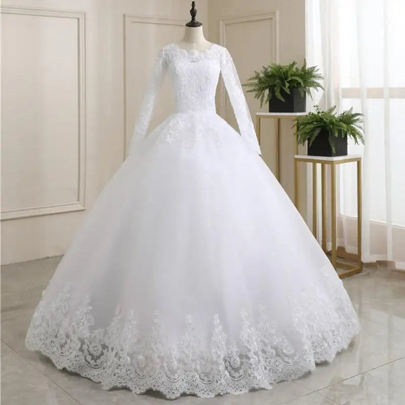 Ball-Gown Lace Long Sleeves Wedding Dresses Featuring Elegant Sweetheart main image 1