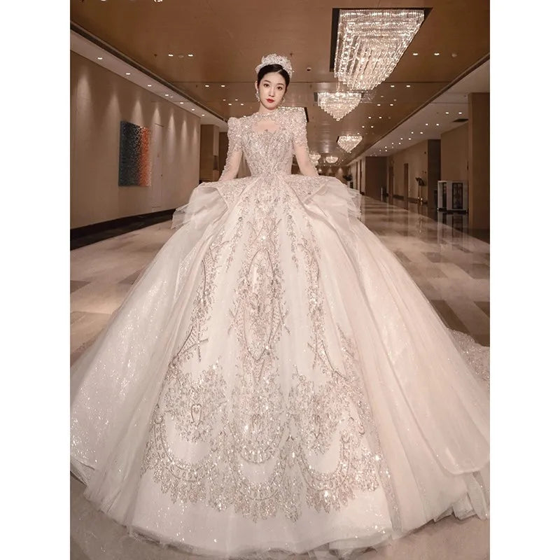 Elegant Beaded Lace Ball Gown Wedding Dress Bridal on Luulla