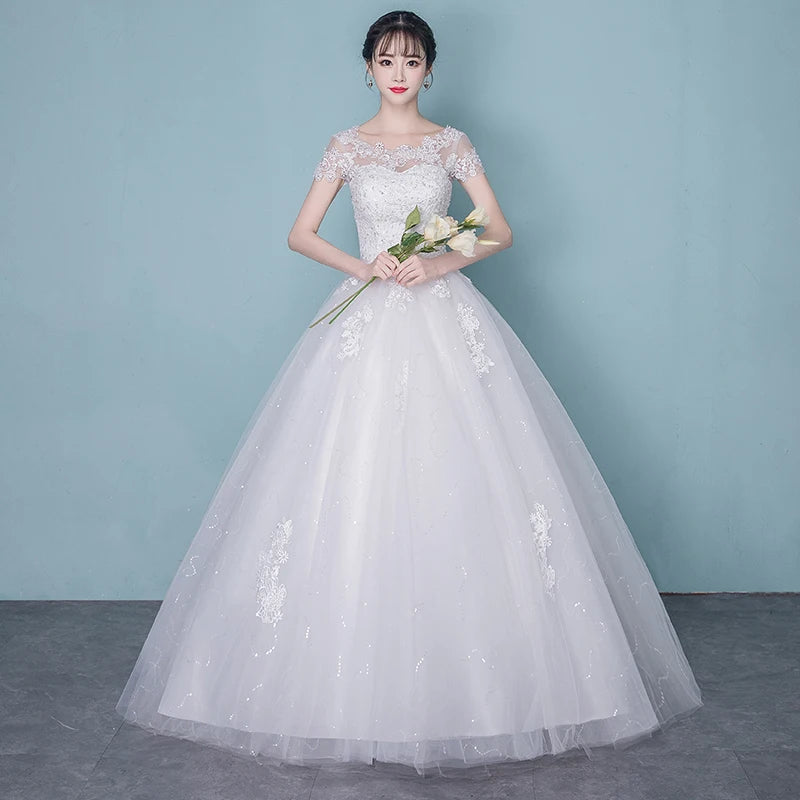 Brighton Off-White A-Line Layered Tulle Beaded Applique Bridal Gown