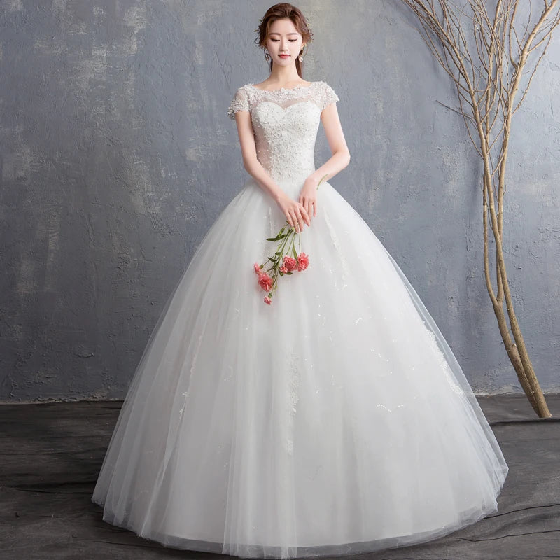Elegant Off-shoulder Lace Bridal Wedding Gown on Luulla