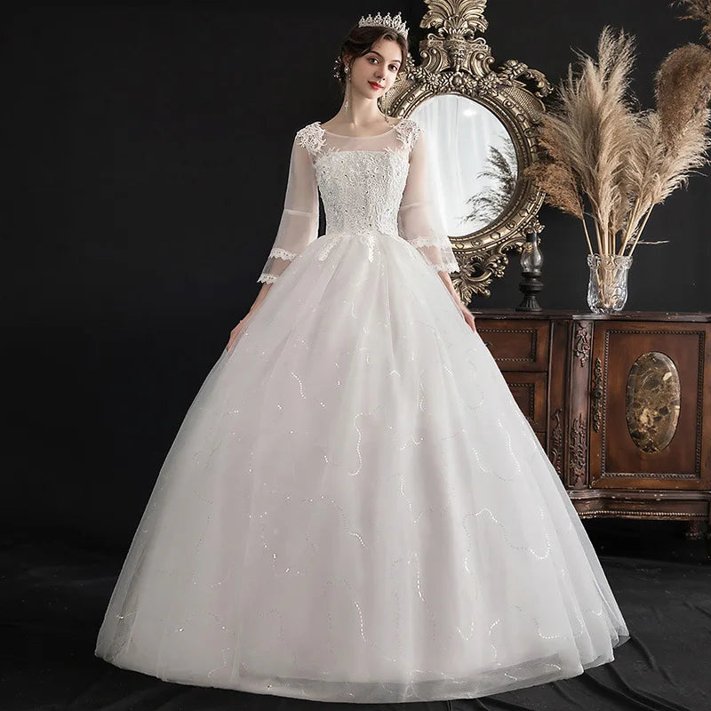 Elegant Long Sleeve Lace Tulle Bridal Gown on Luulla