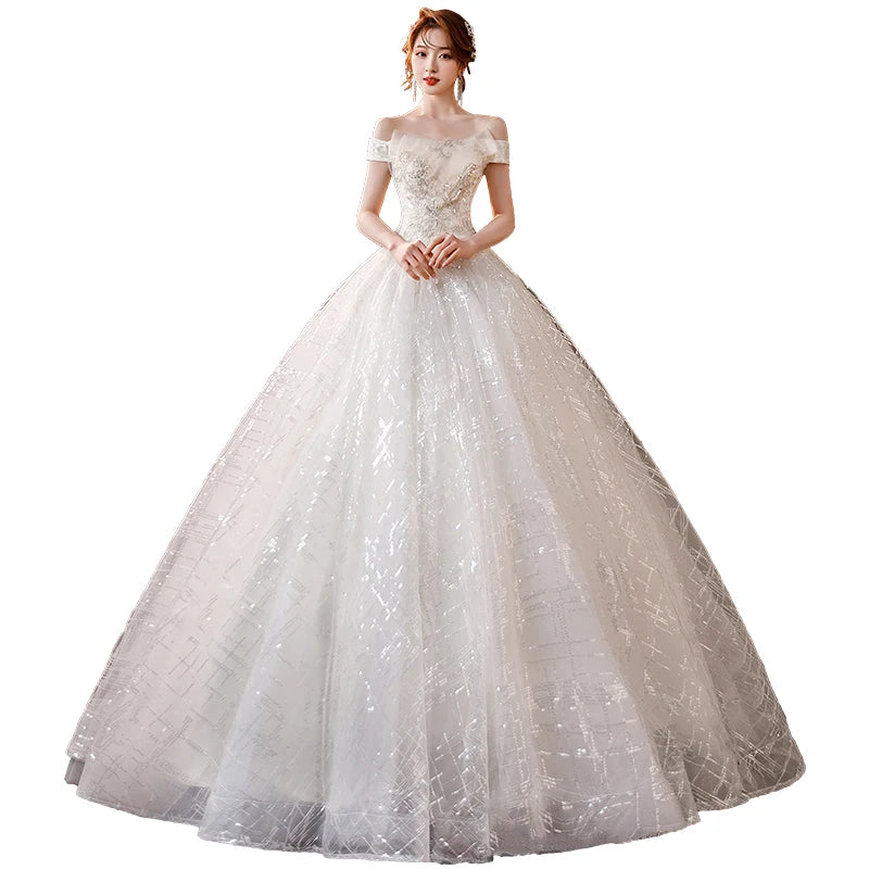 Gorgeous White Ball Gown for Girls with 1/2 Sleeves and Lace Detail