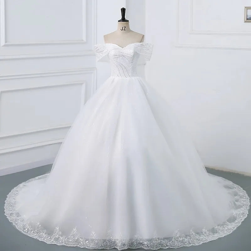 OKBBN Elegant Classic Off Shoulder Long Ball Dress