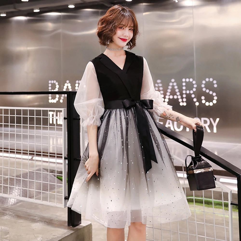 ELLA Black and white bow dress main image 1