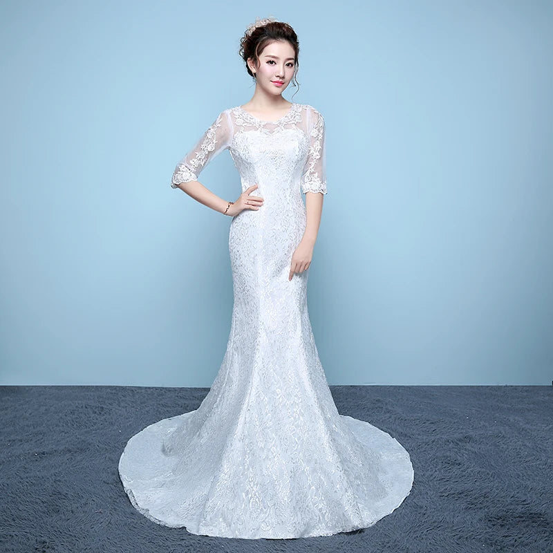 Lace Bridal Gown With Delicate Sleeve Design on Luulla
