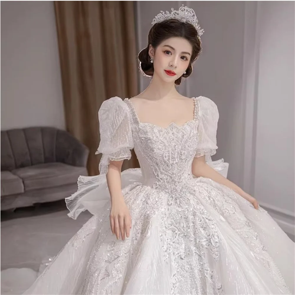 Exquisite Lace Puff Sleeve Bridal Gown on Luulla