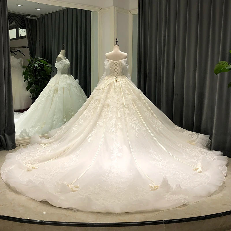 Lace Bridal Gown With Bow Detail Train on Luulla