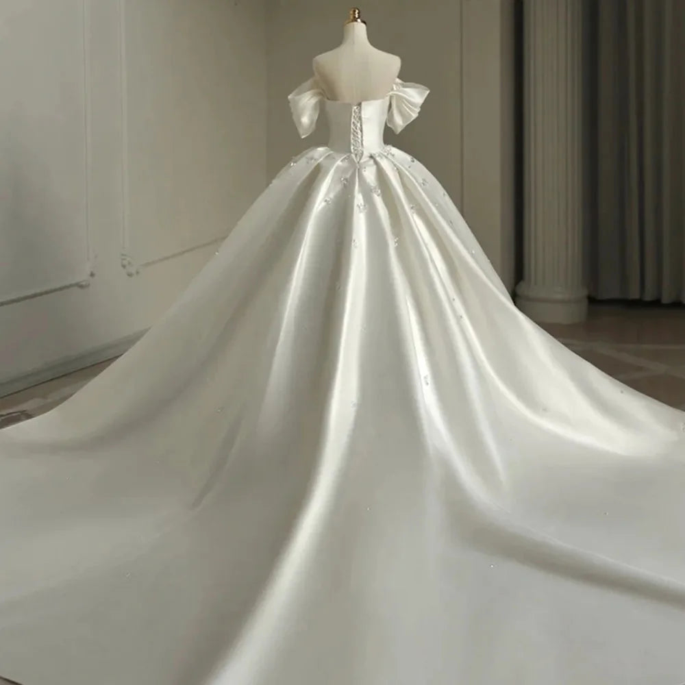Satin Princess Bridal Gown With Train On Luulla