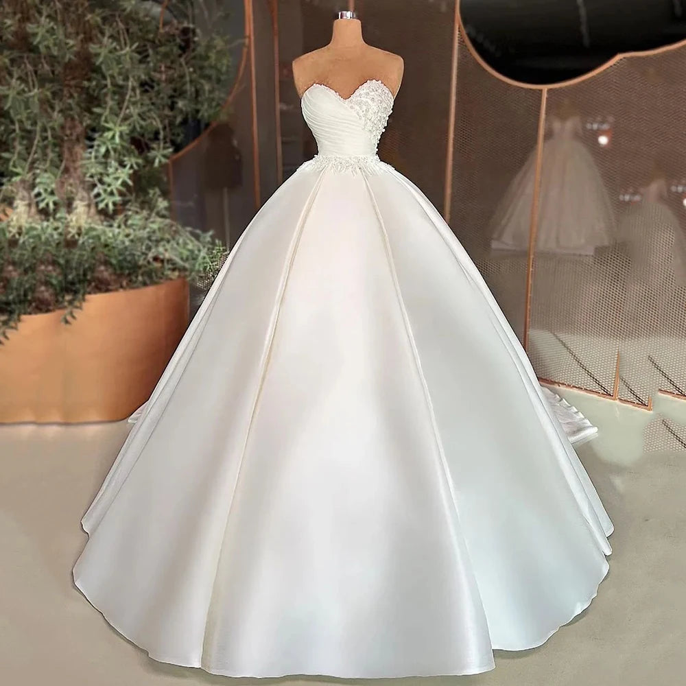 Glamorous Strapless Satin Bridal Gown Detachable Train Sheath Wedding Dress TP5655 main image 0